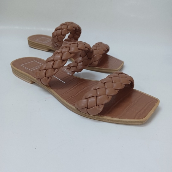 Dolce Vita Sandals Indy Braided Square Open Toe Neutral Flats Womens 9.5 - Picture 1 of 12